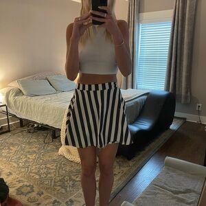 Black and White Striped Skirt